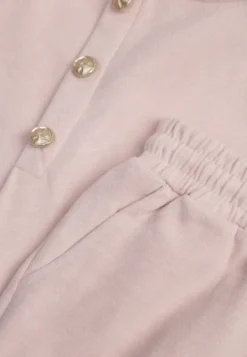 Różowy Komplet Dresowy Spodnie Wide Leg i Bluza z Kapturem i Aplikacjami Nailena