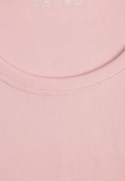 Różowy Krótki T-shirt Basic z Okrągłym Dekoltem Gresalor