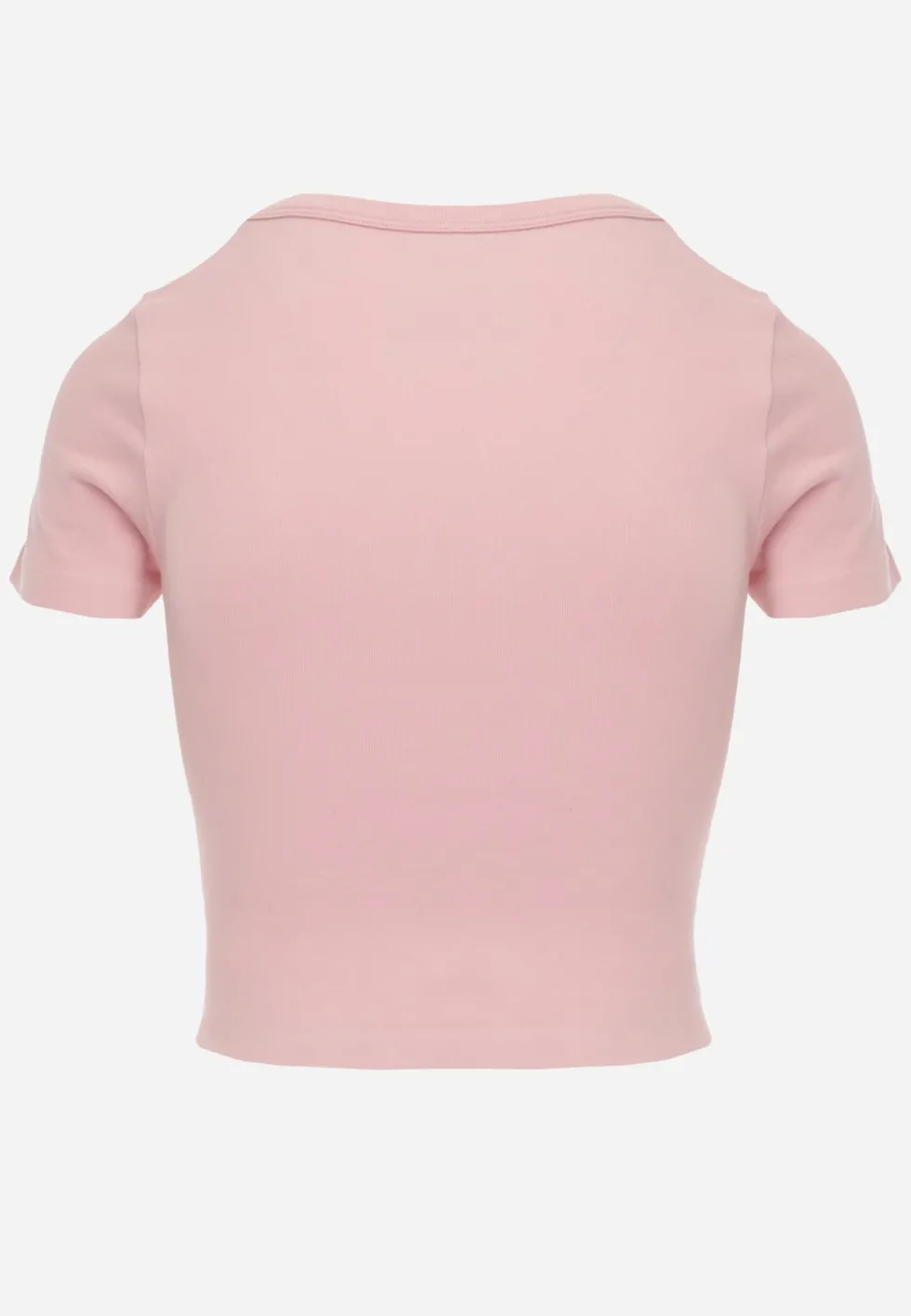 Różowy Krótki T-shirt Basic z Okrągłym Dekoltem Gresalor