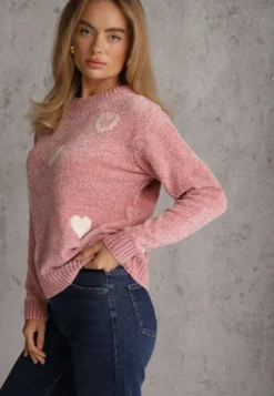 Różowy Sweter z Bawełną w Serca Veliko