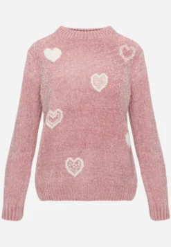 Różowy Sweter z Bawełną w Serca Veliko