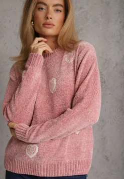 Różowy Sweter z Bawełną w Serca Veliko