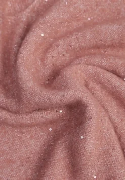 Różowy Sweter z Dekoltem w Serek i Cekinami z Dzianiny z Dodatkiem Wełny Driana