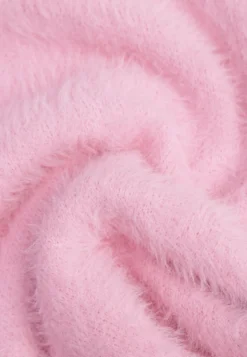 Różowy Sweter z Wełną i Dekoltem Półgolfem Deomiora