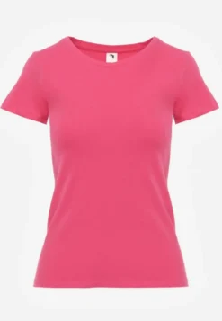 Różowy T-shirt Basic z Bawełny Liaselle