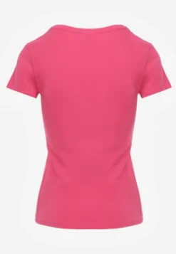 Różowy T-shirt Basic z Bawełny Liaselle