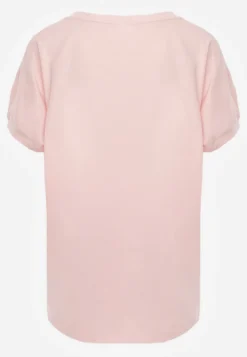 Różowy T-shirt Oversize o Przedłużonym Kroju Echinopa