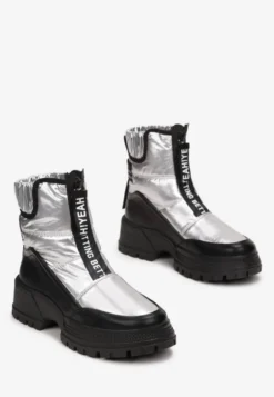 Srebrne Śniegowce Pikowane z Lampasami Hiva