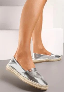 Srebrne Płaskie Casualowe Espadryle w Stylu Boho Lephea