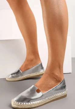 Srebrne Płaskie Casualowe Espadryle w Stylu Boho Lephea