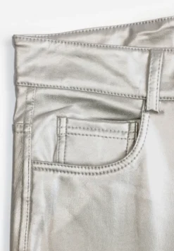 Srebrne Spodnie o Kroju Skinny z Imitacji Skóry Zorlemi
