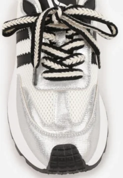 Srebrne Streetwearowe Sneakersy Chunky VICES na Platformie Ilnatea