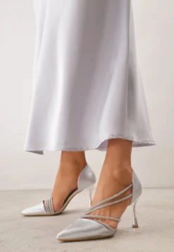 Srebrne Szpilki VICES z Ozdobnymi Paseczkami z Cyrkoniami w Eleganckim Stylu Jaenlith