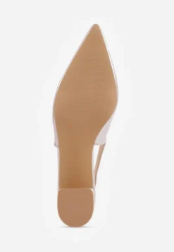 Szampańskie Czółenka Slingback VICES na Tłoczonym Słupku z Metalicznym Połyskiem Jenesa