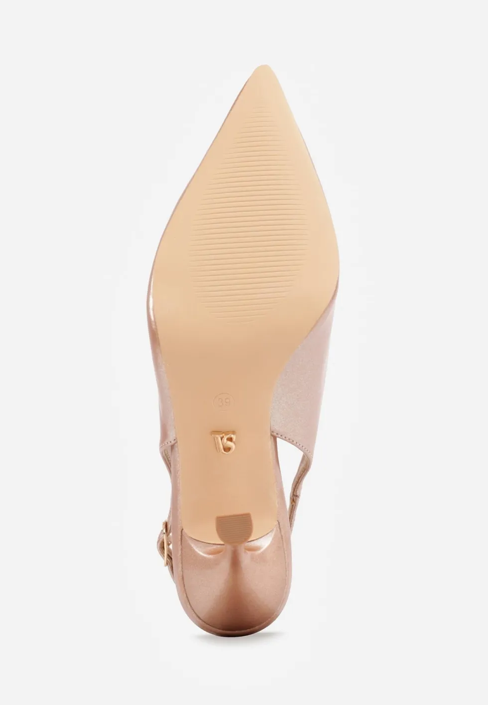 Szampańskie Eleganckie Szpilki Slingback VICES z Wkładką ze Skóry Naturalnej Madede