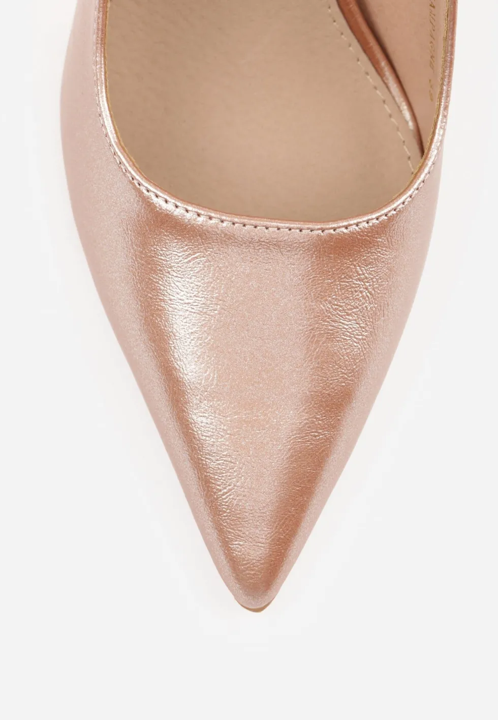 Szampańskie Eleganckie Szpilki Slingback VICES z Wkładką ze Skóry Naturalnej Madede