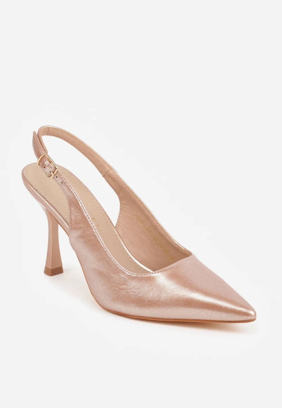 Szampańskie Eleganckie Szpilki Slingback VICES z Wkładką ze Skóry Naturalnej Madede