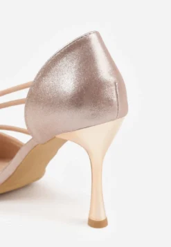 Szampańskie Szpilki VICES z Ozdobnymi Paseczkami z Cyrkoniami w Eleganckim Stylu Jaenlith