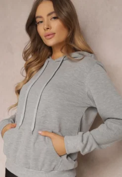 Szara Bluza z Kapturem Lemine