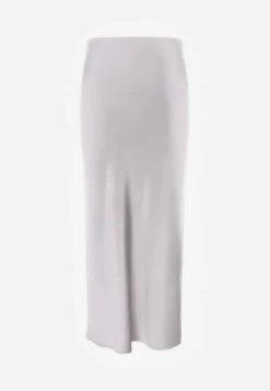 Szara Satynowa Spódnica Maxi High Waist Formia