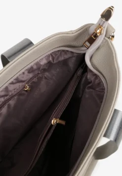 Szara Torebka Typu Shopper z Paskiem Crossbody i Aplikacją Zdobiona Pikowaniem Fleomira
