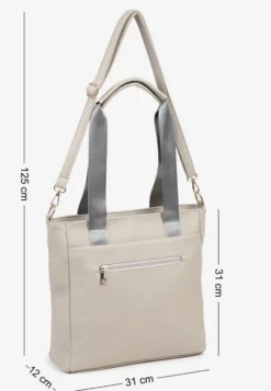 Szara Torebka Typu Shopper z Paskiem Crossbody i Aplikacją Zdobiona Pikowaniem Fleomira