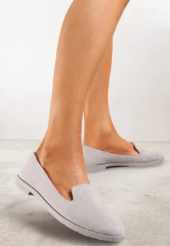 Szare Balerinki Typu Loafersy Daphikaia