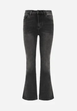 Szare Casualowe Jeansy Dzwony Regular Waist z Bawełną Meilyn