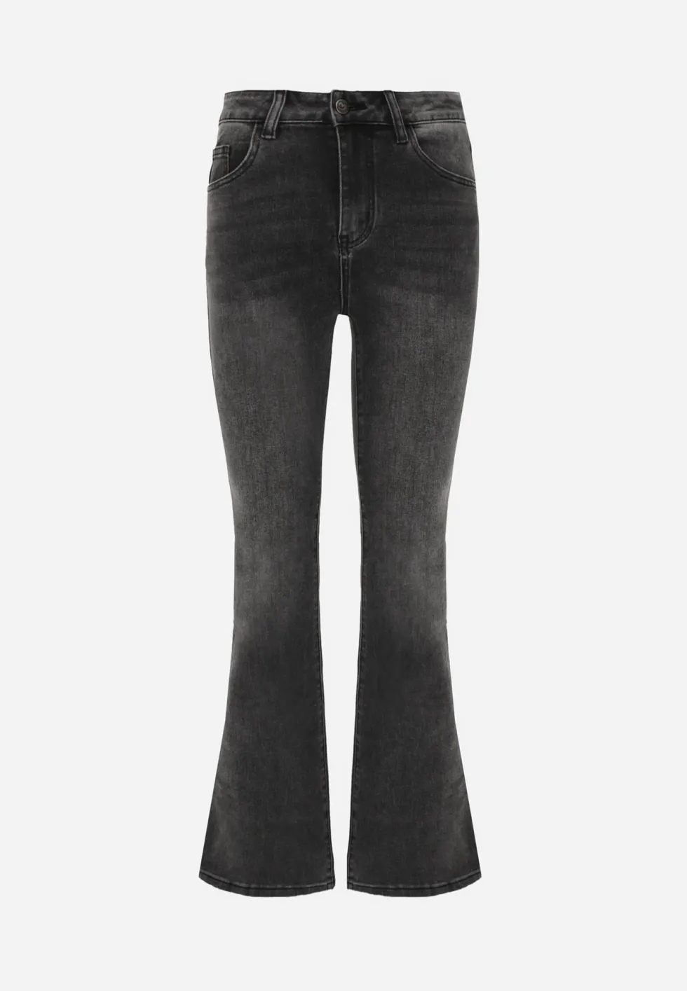 Szare Casualowe Jeansy Dzwony Regular Waist z Bawełną Meilyn