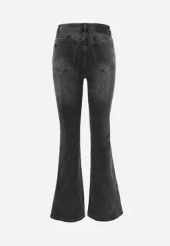 Szare Casualowe Jeansy Dzwony Regular Waist z Bawełną Meilyn