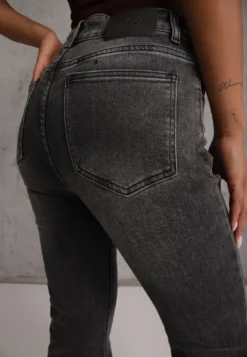Szare Casualowe Jeansy Dzwony Regular Waist z Bawełną Meilyn