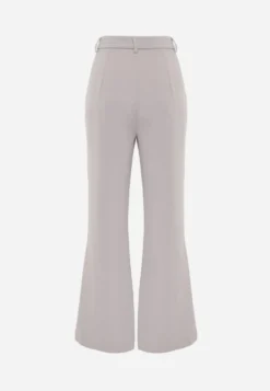 Szare Casualowe Spodnie w Stylu Dzwonów High Waist Uinna