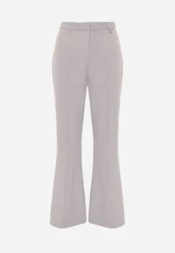 Szare Casualowe Spodnie w Stylu Dzwonów High Waist Uinna