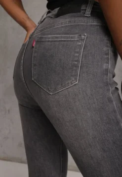 Szare Modelujące Jeansy Typu Skinny z Bawełną Oneim