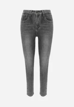Szare Modelujące Jeansy Typu Skinny z Bawełną Oneim