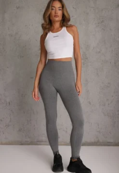 Szare Modelujące Legginsy High Waist Deliza