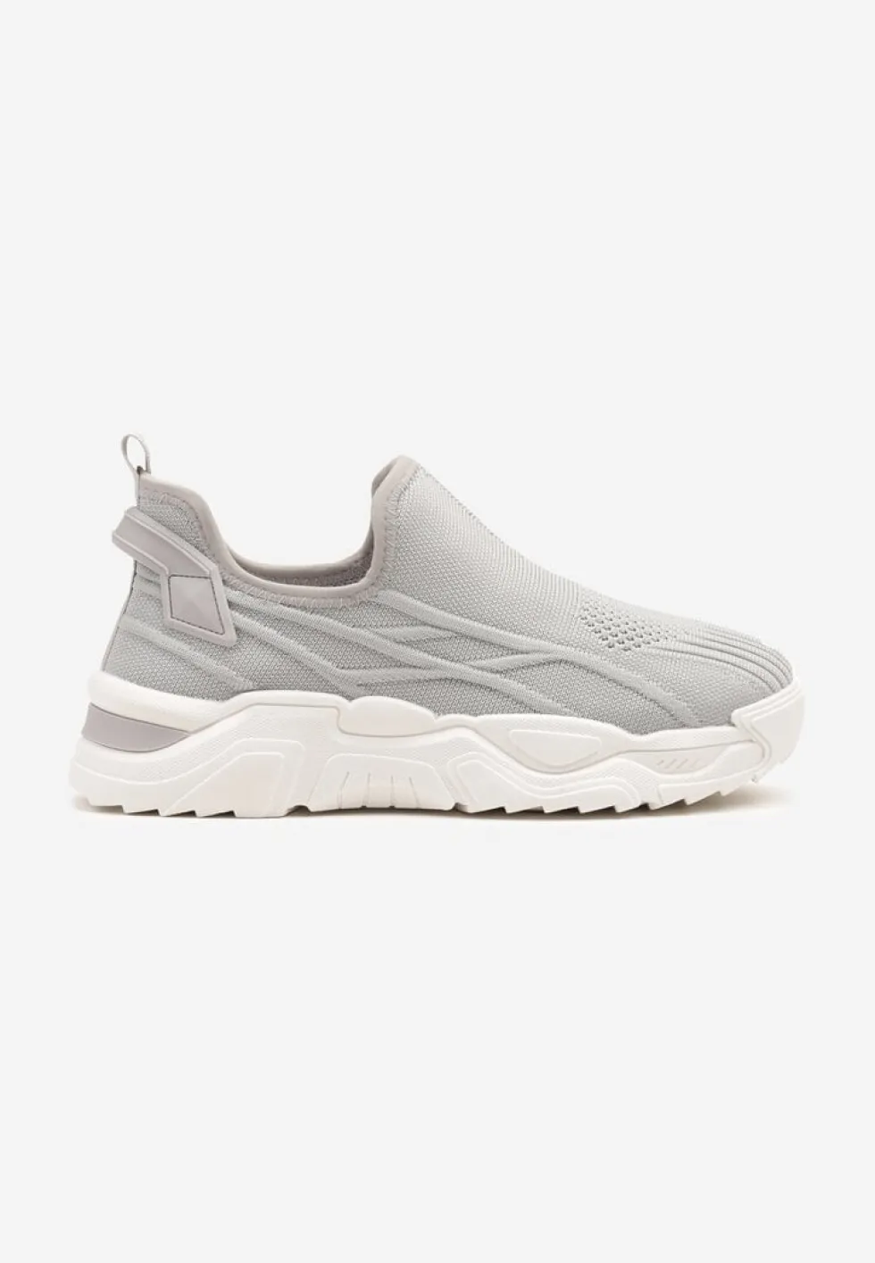 Szare Siateczkowe Buty Sportowe Sneakersy Wsuwane Zdobione Tłoczeniami Nusadela