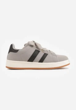 Szare Sneakersy Ozdobione Paskami Dolirenna