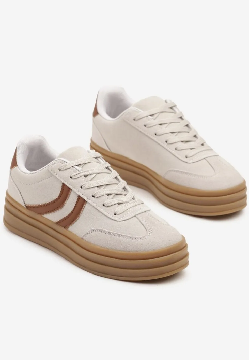 Szare Sneakersy Typu Kultowe Tenisówki na Grubej Podeszwie z Tłoczeniem Lisanitea