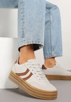 Szare Sneakersy Typu Kultowe Tenisówki na Grubej Podeszwie z Tłoczeniem Lisanitea
