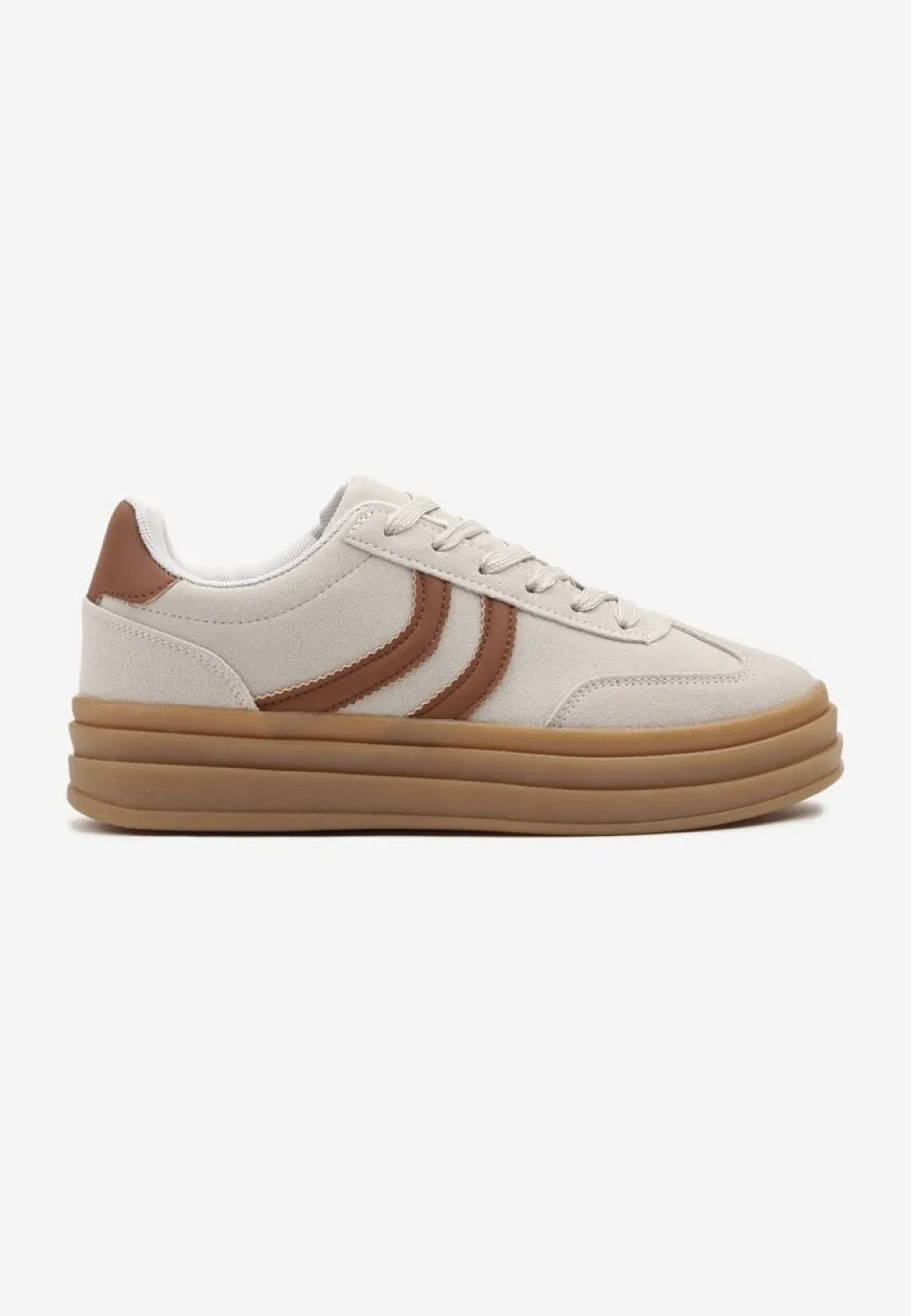 Szare Sneakersy Typu Kultowe Tenisówki na Grubej Podeszwie z Tłoczeniem Lisanitea