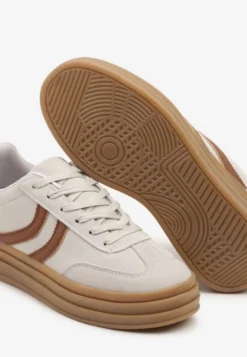 Szare Sneakersy Typu Kultowe Tenisówki na Grubej Podeszwie z Tłoczeniem Lisanitea
