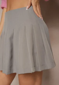 Szare Spódnico-Spodenki High Waist z Plisami w Stylu Tennis Skirt Ninaris