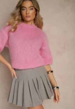 Szare Spódnico-Spodenki High Waist z Plisami w Stylu Tennis Skirt Ninaris