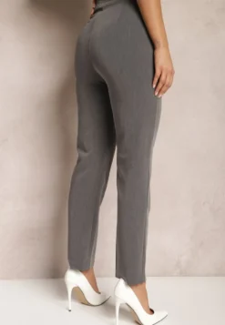 Szare Spodnie Garniturowe High Waist Zimara