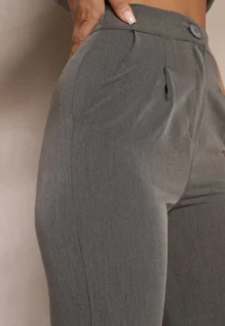 Szare Spodnie Garniturowe High Waist Zimara