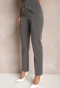 Szare Spodnie Garniturowe High Waist Zimara