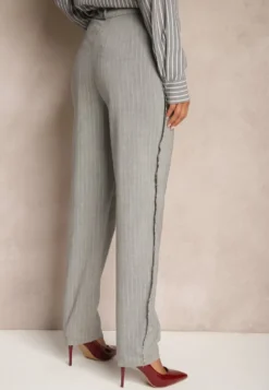 Szare Spodnie w Stylu Garniturowym High Waist Palvia
