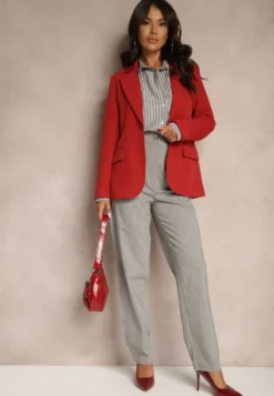 Szare Spodnie w Stylu Garniturowym High Waist Palvia