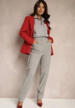 Szare Spodnie w Stylu Garniturowym High Waist Palvia